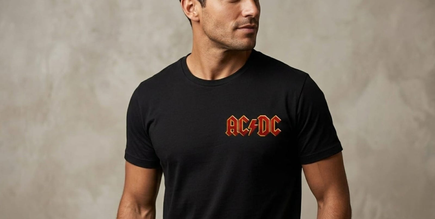 AC/DC "Highway To Hell" Vintage Rock Skull Black Graphic T-Shirt