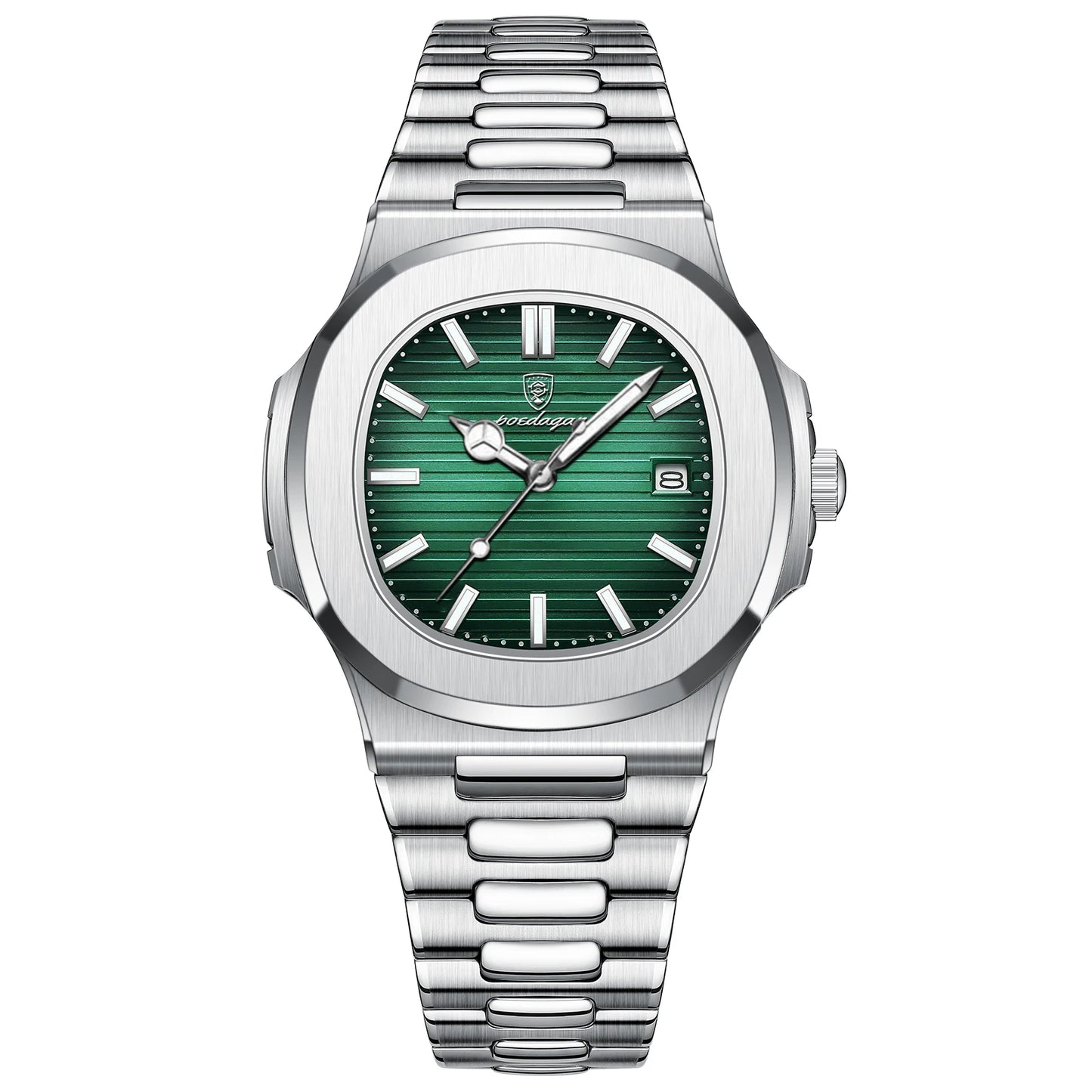 POEDAGAR Luxury Brand Men's Quartz Wristwatch Stainless Steel Waterproof Luminous Date Man Clock Square Business Watches For Men