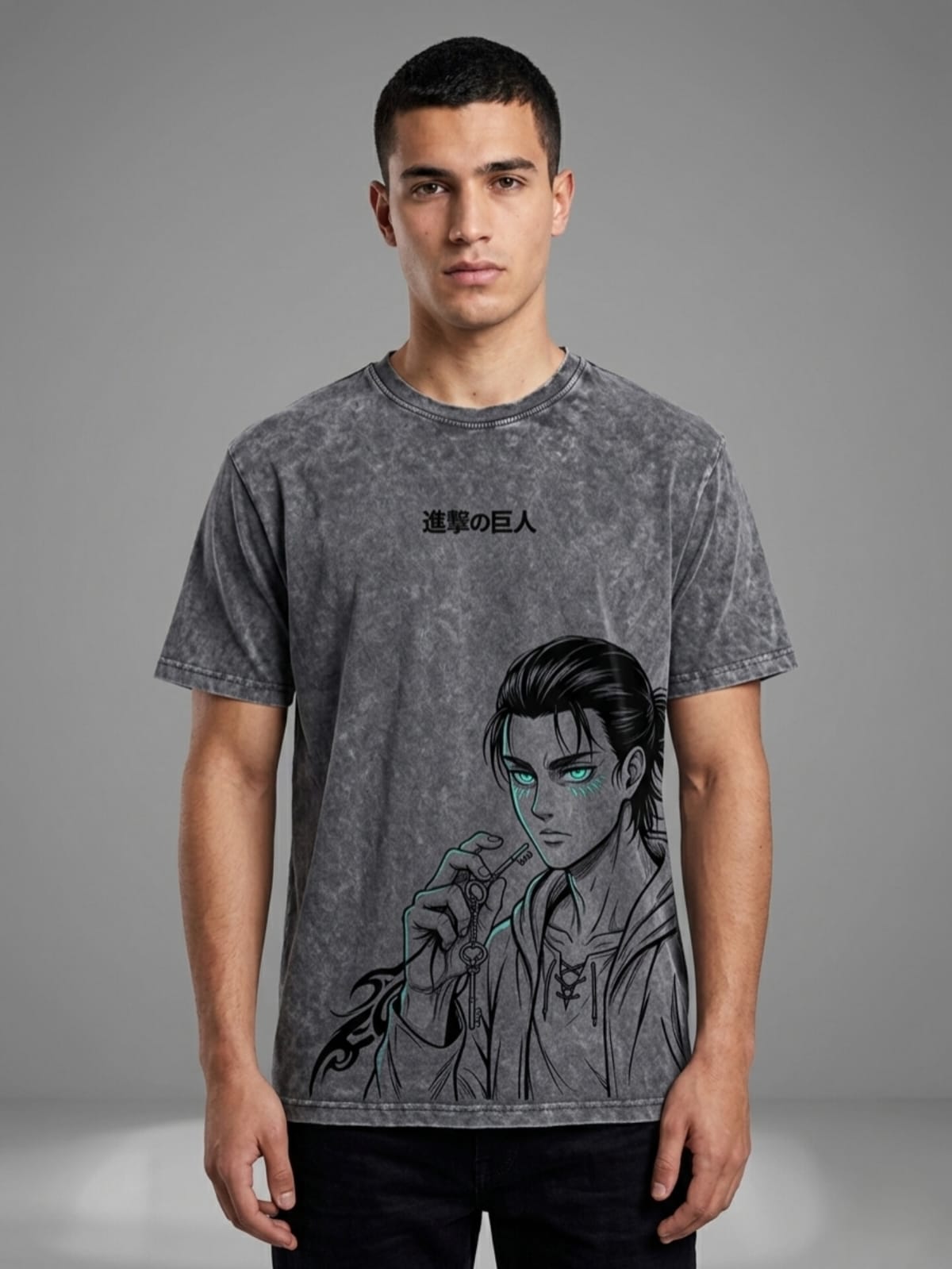 Shingeki no Kyojin: Eren Yeager Vintage Charcoal Graphic Tee