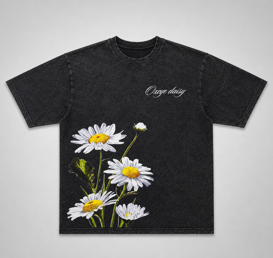 "Oxeye Daisy" Acid Wash Graphic Oversized T-Shirt