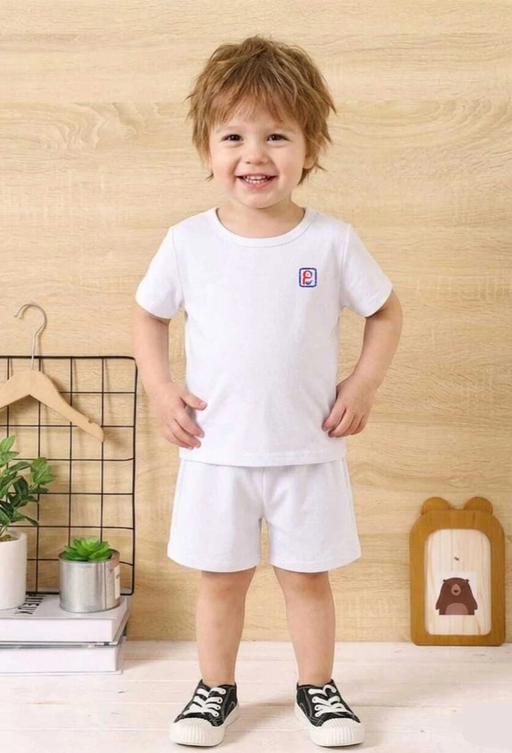 Kids Minimalist Solid Co-ord Set - Red Short Sleeve T-Shirt & Shorts 2-Piece Summer Outfit